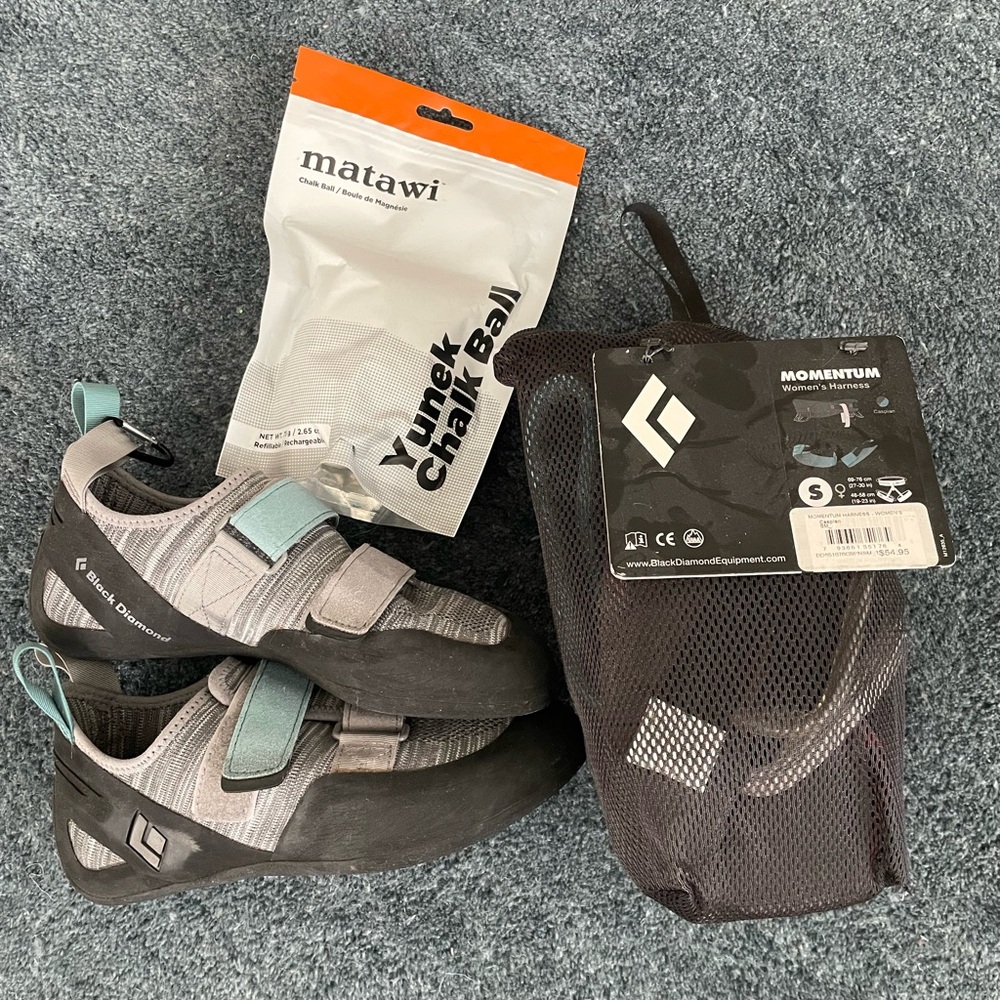 Black Diamond Momentum Women's Harness and Climbing Shoes